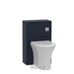 BTW Back To Wall Toilet Pan WC Unit Breeze Vanity Matt Blue 500mm Seat Cistern