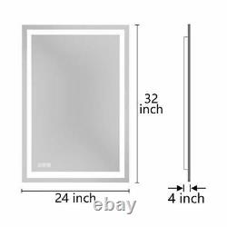 BZ 32x24 inch LED Bathroom Mirror, Wall Mounted Bathroom Vanity Mirror, Dimmable