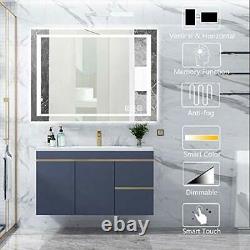 BZ 32x24 inch LED Bathroom Mirror, Wall Mounted Bathroom Vanity Mirror, Dimmable
