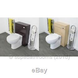 Back To Wall BTW Bathroom Cloakroom Vanity Unit 200mm Beech Ebony, Toilet WC Pan