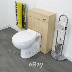 Back To Wall BTW Bathroom Cloakroom Vanity Unit 200mm Beech Ebony, Toilet WC Pan