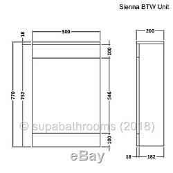 Back To Wall BTW Bathroom Cloakroom Vanity Unit 200mm Beech Ebony, Toilet WC Pan