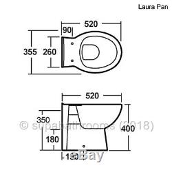 Back To Wall BTW Bathroom Cloakroom Vanity Unit 200mm Beech Ebony, Toilet WC Pan