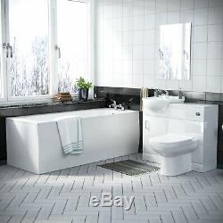 Back To Wall Toilet Basin Vanity Unit Bath 3 piece Bathroom Suite Ingersly