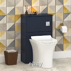 Back To Wall Toilet Pan WC Unit Breeze Vanity Matt Blue 500mm Slim Seat Cistern