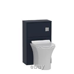 Back To Wall Toilet Pan WC Unit Breeze Vanity Matt Blue 500mm Slim Seat Cistern