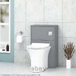 Back To Wall Toilet Pan WC Unit Breeze Vanity Matt Grey 500mm Slim Seat Cistern