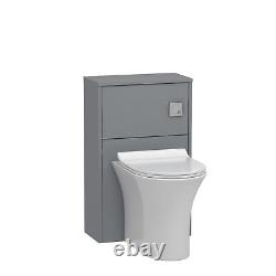 Back To Wall Toilet Pan WC Unit Breeze Vanity Matt Grey 500mm Slim Seat Cistern