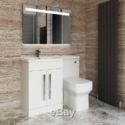 Back To Wall Toilet White Vanity Unit Cabinet Basin Sink Bathroom Combined Suite