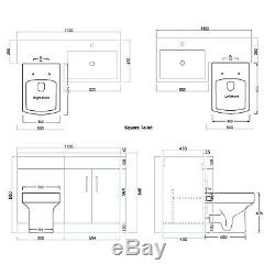 Back To Wall Toilet White Vanity Unit Cabinet Basin Sink Bathroom Combined Suite