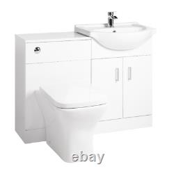 Back to Wall BTW WC Pan Toilet Concealed Cistern, Seat & Vanity Unit