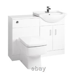 Back to Wall BTW WC Pan Toilet Concealed Cistern, Seat & Vanity Unit Chrome