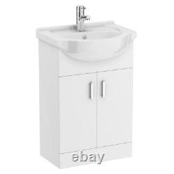 Back to Wall BTW WC Pan Toilet Concealed Cistern, Seat & Vanity Unit Chrome