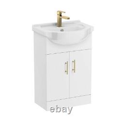 Back to Wall BTW WC Pan Toilet Concealed Cistern, Seat & Vanity Unit Tap Brass