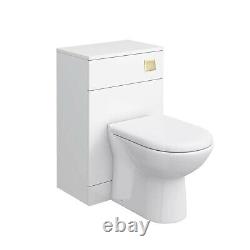 Back to Wall BTW WC Pan Toilet Concealed Cistern, Seat & Vanity Unit Tap Brass