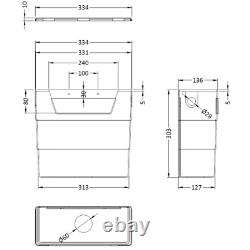 Back to Wall BTW WC Pan Toilet Concealed Cistern, Seat & Vanity Unit Tap Brass