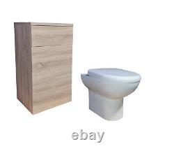 Back to Wall Ceramic Round Toilet Pan Soft Close Seat & Cistern