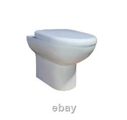 Back to Wall Ceramic Round Toilet Pan Soft Close Seat & Cistern