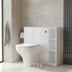 Back to Wall Toilet Unit 800mm White Vanity WC Unit with Storage