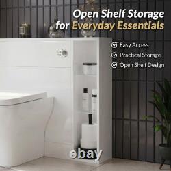 Back to Wall Toilet Unit 800mm White Vanity WC Unit with Storage