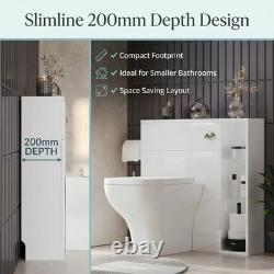 Back to Wall Toilet Unit 800mm White Vanity WC Unit with Storage