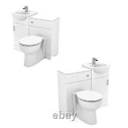 Back to Wall WC Pan Toilet Concealed Cistern, Seat, Vanity, Tap Brushed Brass