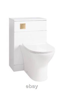 Back to Wall WC Pan Toilet Concealed Cistern, Seat, Vanity UnitTap Brushed Brass