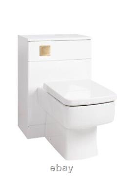 Back to Wall WC Pan Toilet Concealed Cistern, Seat, Vanity UnitTap Brushed Brass