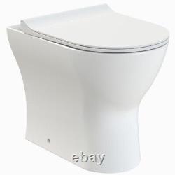 Back to Wall WC Pan Toilet Concealed Cistern, Seat, Vanity UnitTap Brushed Brass