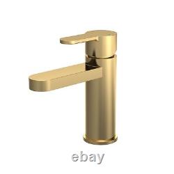 Back to Wall WC Pan Toilet Concealed Cistern, Seat, Vanity UnitTap Brushed Brass