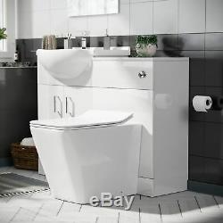 Back to Wall WC Toilet Pan & Basin Sink Vanity Unit Bathroom Furniture Laguna