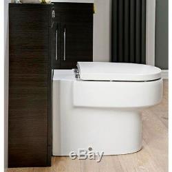 Back to Wall WC Toilet Pan Unit Black Ash Wood Vanity Unit Concealed Cistern