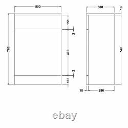 Back to Wall WC Toilet Unit 500mm x 300mm Gloss White Bathroom Furniture