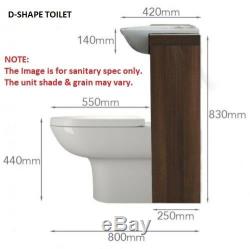 Back to wall 1200mm walnut grey vanity sink toilet BTW unit with cistern 2H12G