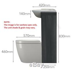 Back to wall 1500mm drift grey vanity basin toilet tap unit and cistern 5H15G