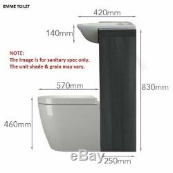 Back to wall 1500mm driftwood vanity basin toilet BTW unit and cistern H15E3