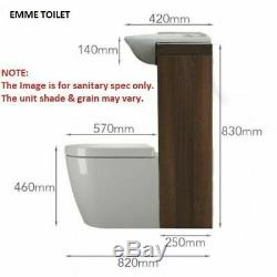 Back to wall 1500mm walnut vanity sink basin toilet BTW unit and cistern L15E3