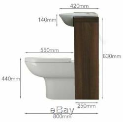 Back to wall 1500mm walnut vanity sink basin toilet BTW unit with cistern L15E2