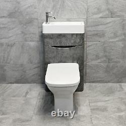 Bali All In One Combination Basin Sink + WC Bathroom Unit Inc Toilet White Grey