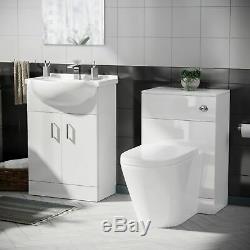 Basin Sink Vanity Cabinet and Back to Wall WC Toilet Set Bathroom Suite Laguna