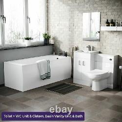 Basin Vanity & WC Toilet Pan Soft Close Seat and Bath Bathroom Suite Nanuya