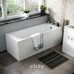 Basin Vanity & WC Toilet Pan Soft Close and Bath + Panel Bathroom Suite Nanuya