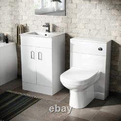 Basin Vanity & WC Toilet Pan Soft Close and Bath + Panel Bathroom Suite Nanuya