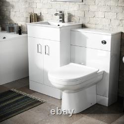 Basin Vanity & WC Toilet Pan Soft Close and Bath + Panel Bathroom Suite Nanuya