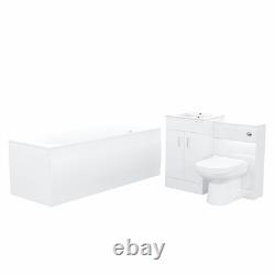 Basin Vanity & WC Toilet Pan Soft Close and Bath + Panel Bathroom Suite Nanuya
