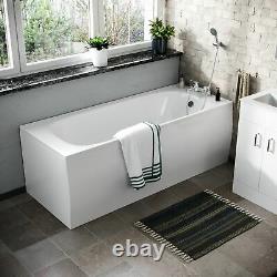 Basin Vanity & WC Toilet straight Bath With Taps Complete Bathroom Suite Nanuya