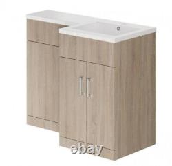 Bathroom 1070mm Vanity Unit Toilet Pan L Combination Back To Wall Furniture Oak