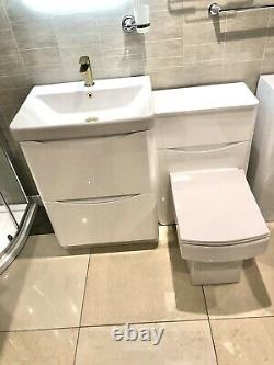 Bathroom 2 x draw vanity sink unit with Toilet Unit Tap And Back To Wall Toilet