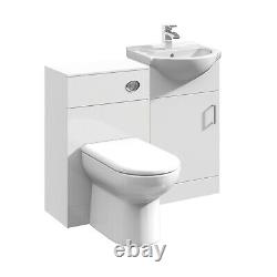 Bathroom 450mm Vanity Unit Sink Basin Linton Back to Wall Toilet Furniture Suite