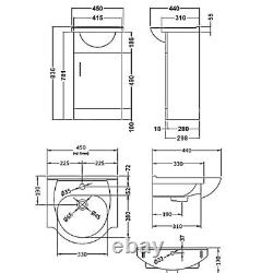 Bathroom 450mm Vanity Unit Sink Basin Linton Back to Wall Toilet Furniture Suite